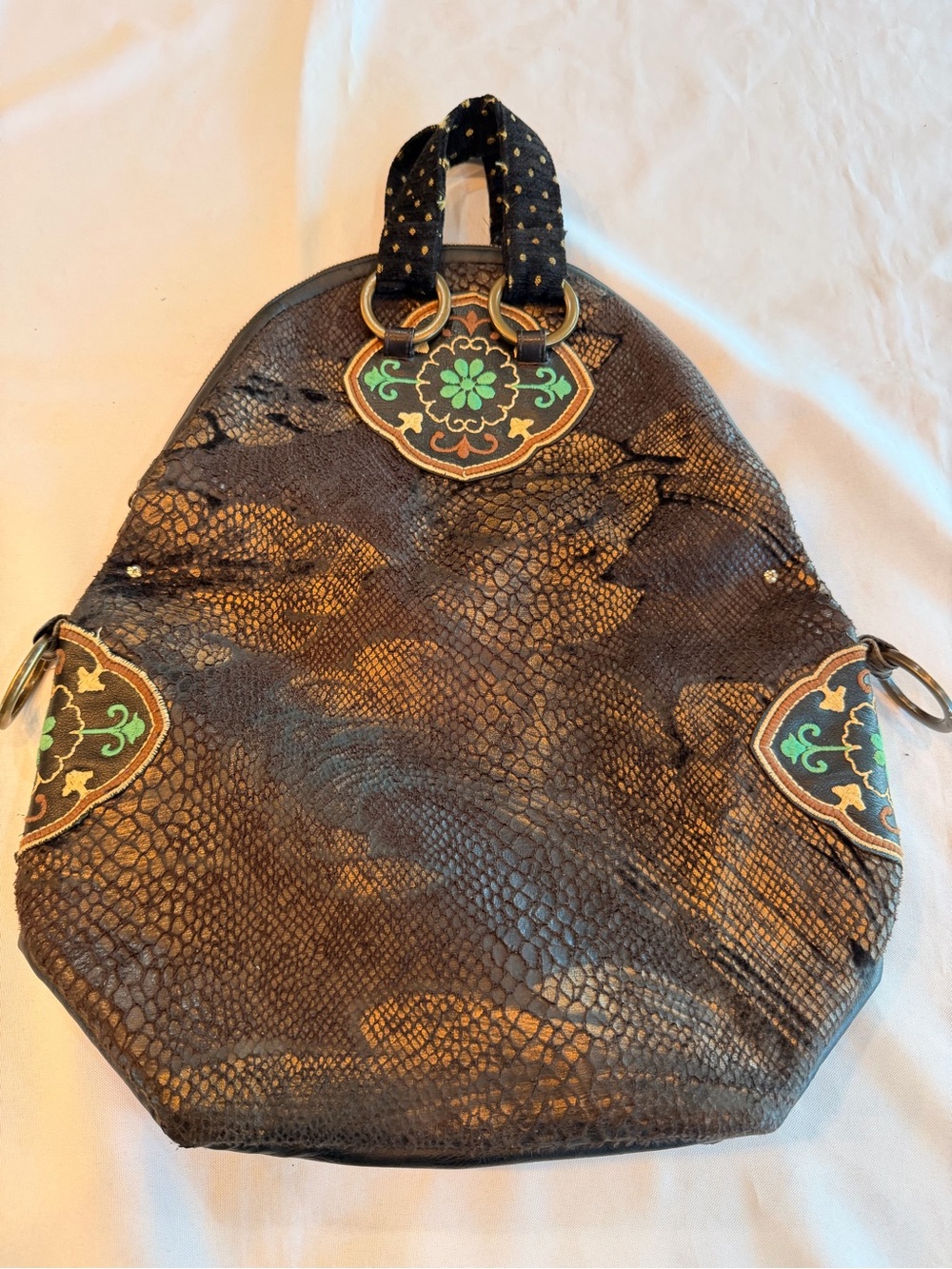 Desigual Bolso Cocodrilo Tear Drop Faux-Snakeskin Tote Bag